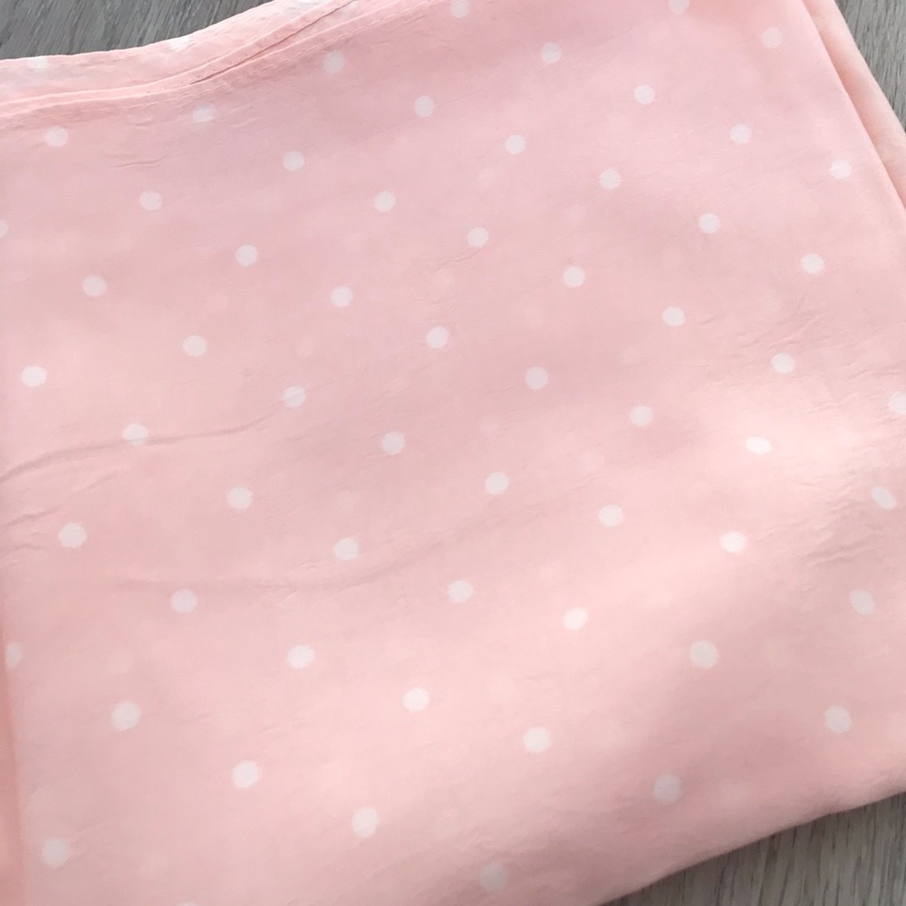 Pink With white polka dot scarf